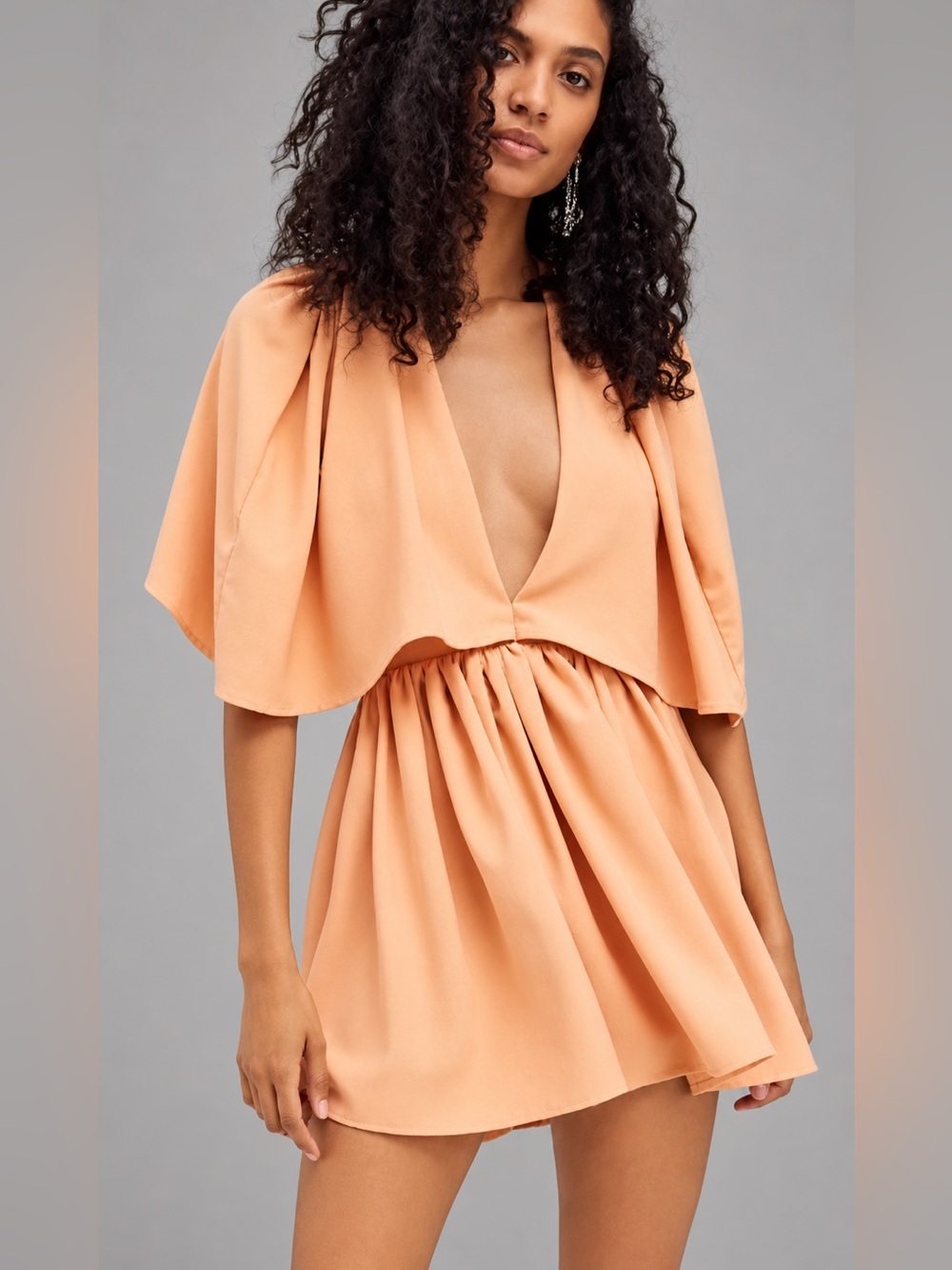 Free People ATOIR Consequences Tangerine Orange Cape Mini Dress Size 6